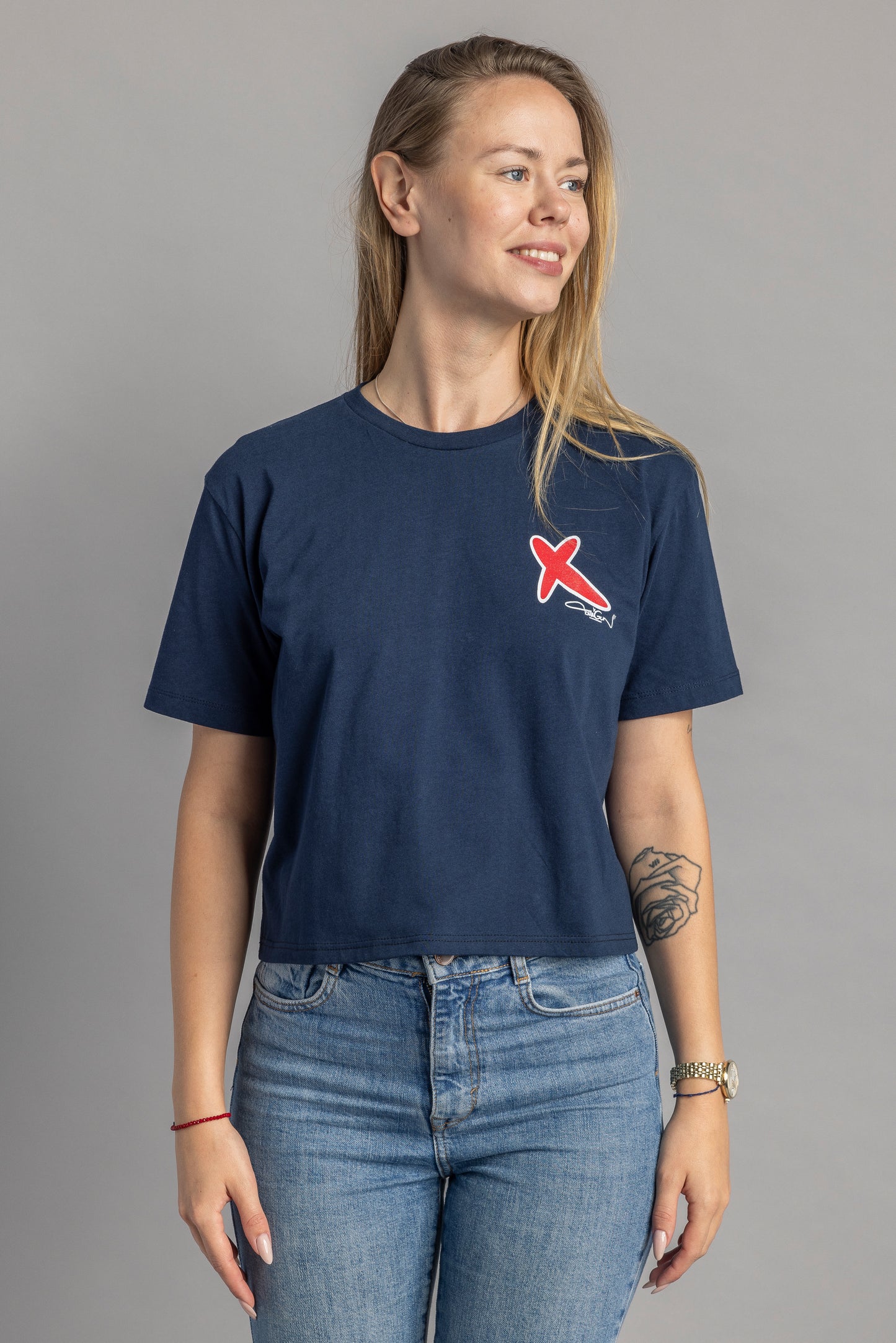 UPCYCLING Logo Tag Cropped T-Shirt