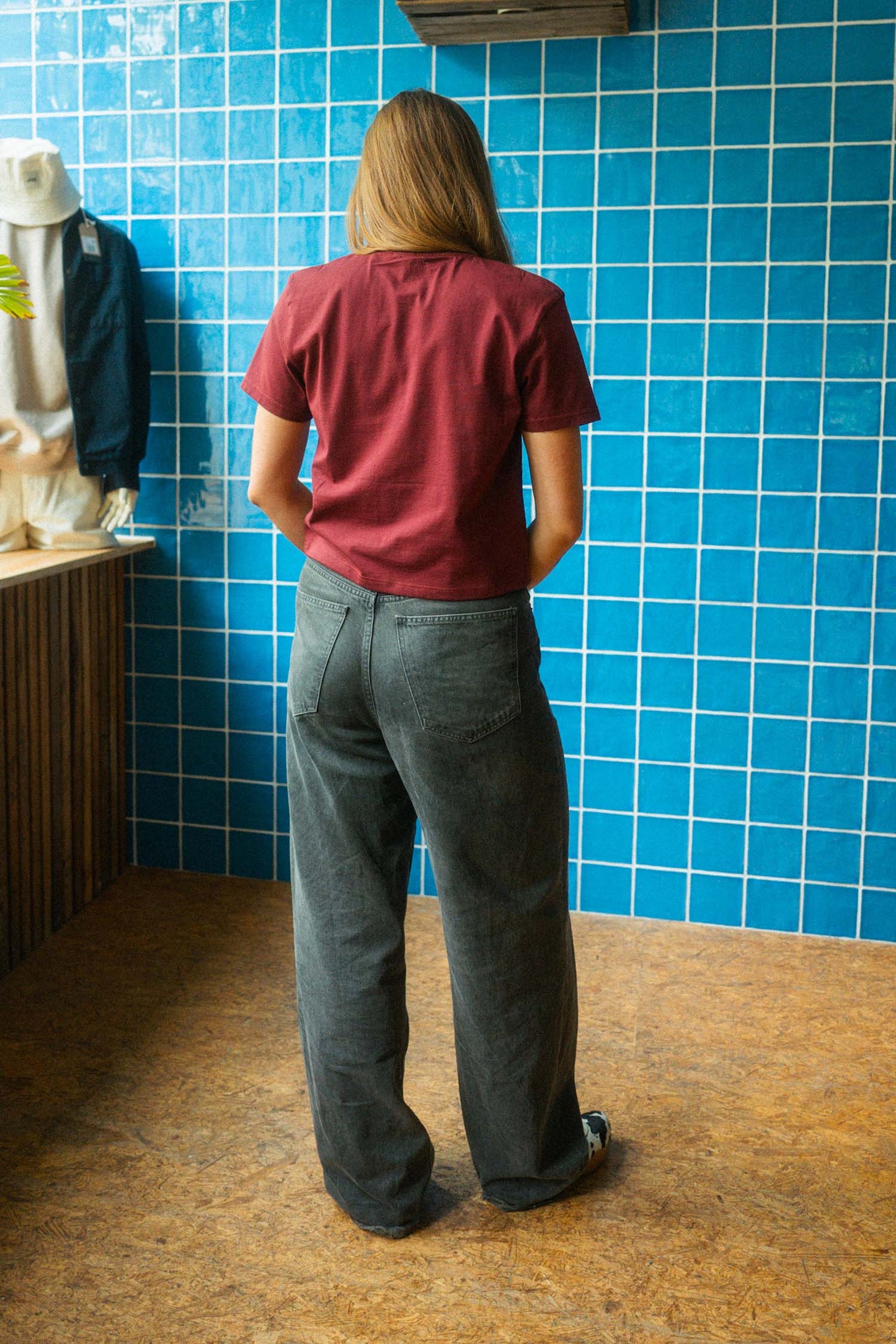 UPCYCLING Cropped Coração T-Shirt Burgundy