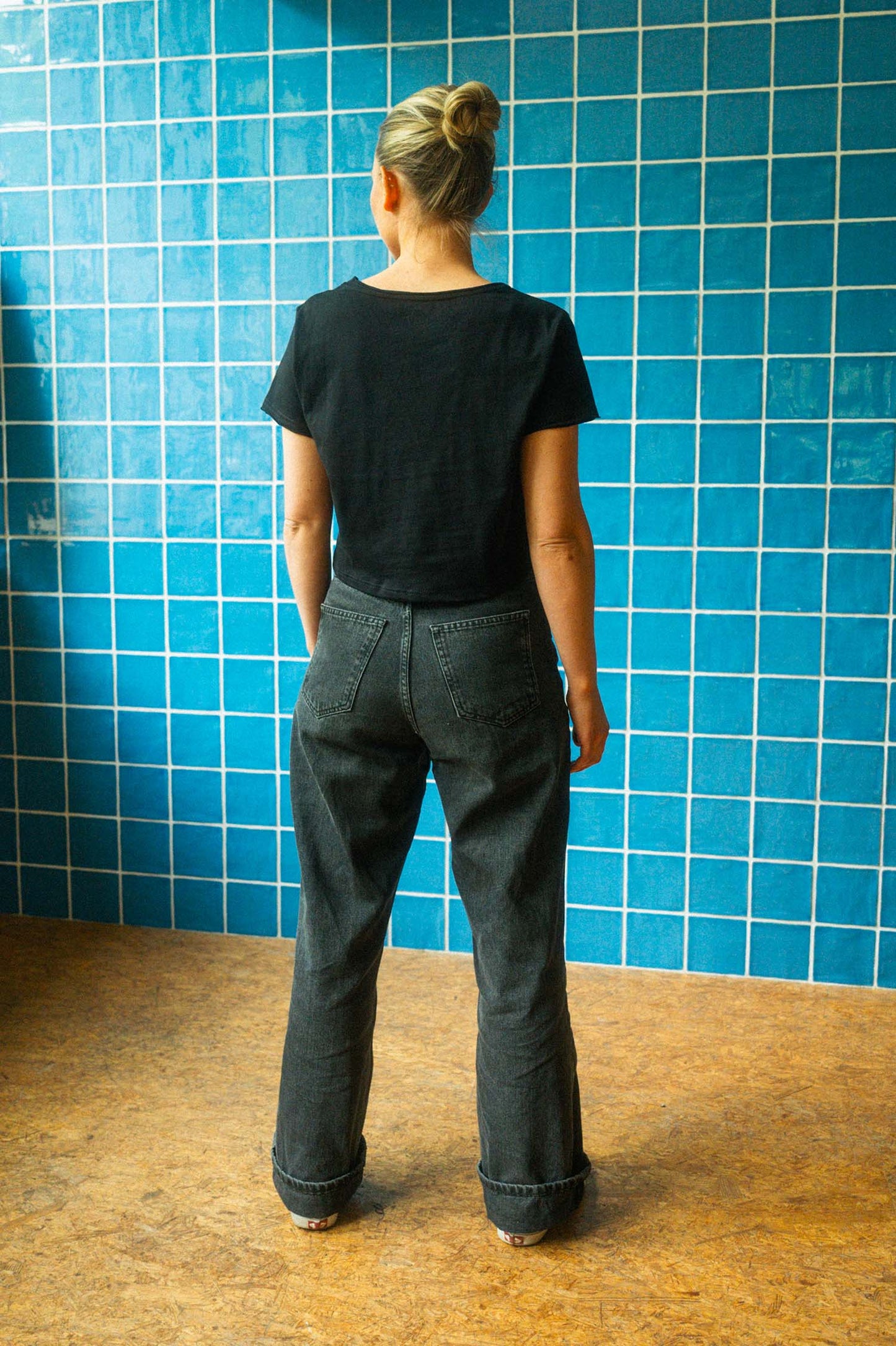 UPCYCLING Cropped Coração Vintage T-Shirt Black