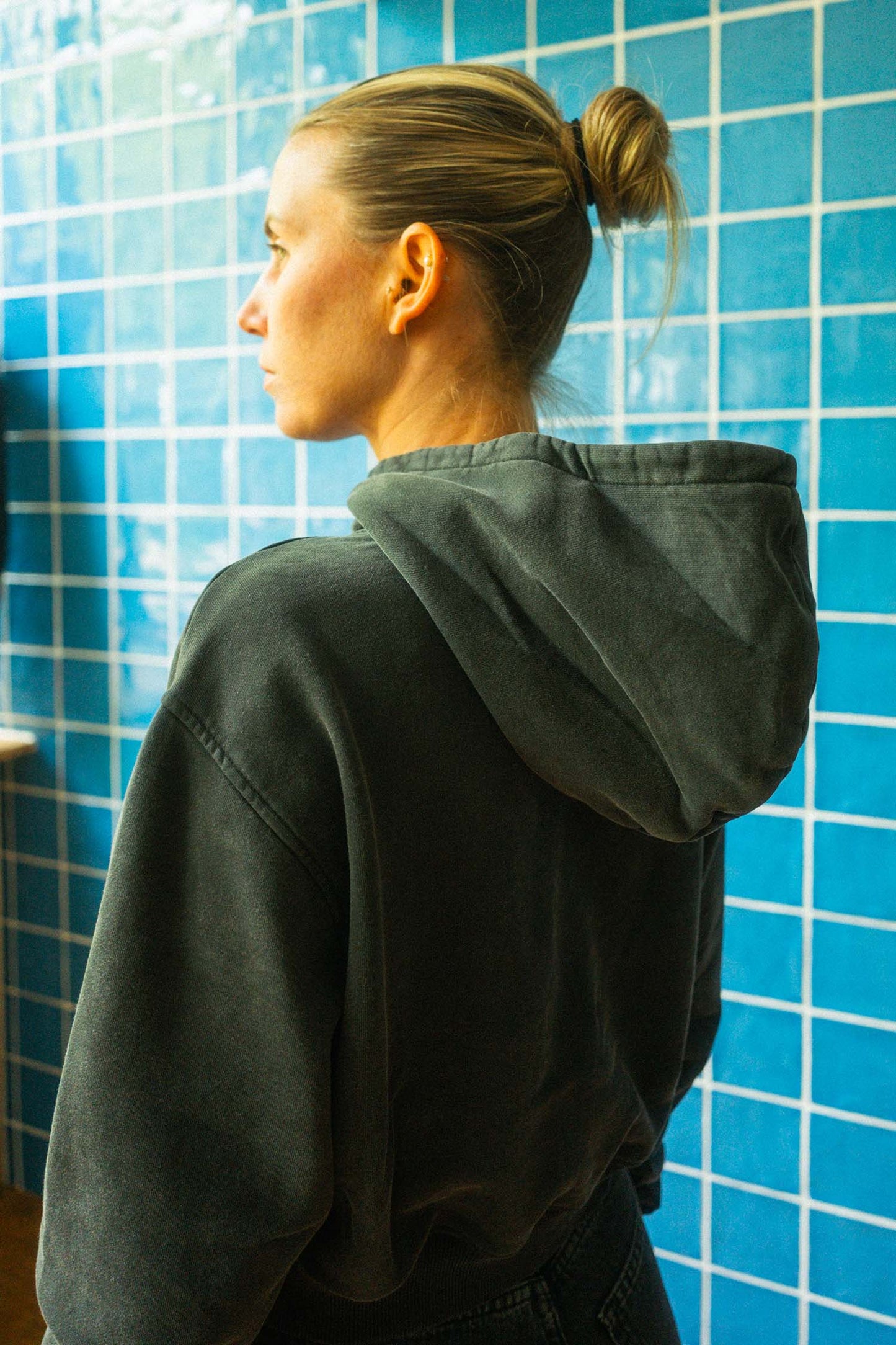 UPCYCLING Cropped Hoodie Faded Black