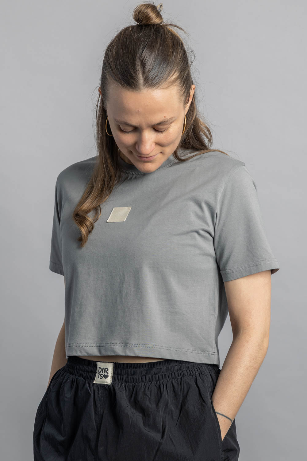 UPCYCLING Cropped T-Shirt Silver Dust