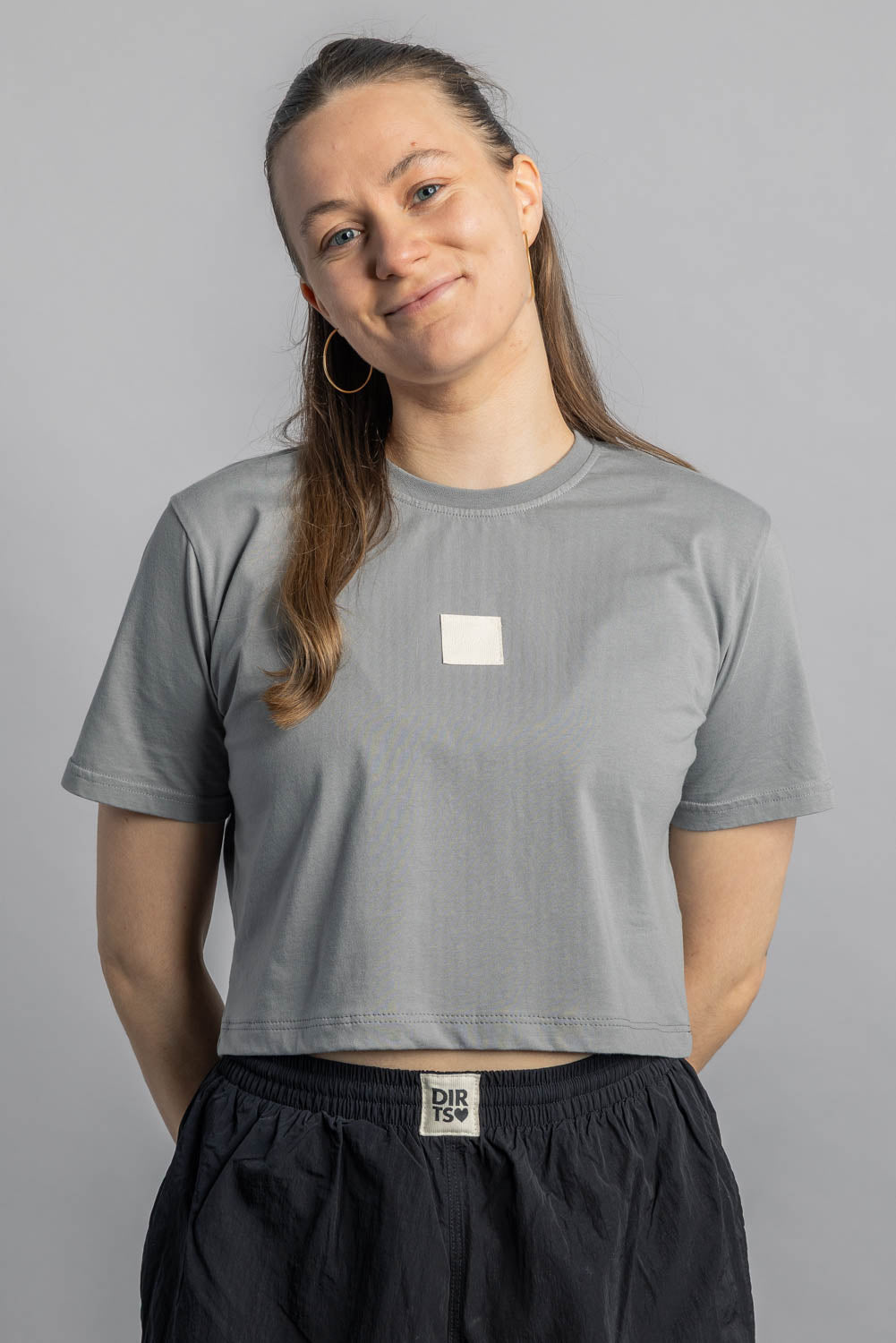 UPCYCLING Cropped T-Shirt Silver Dust