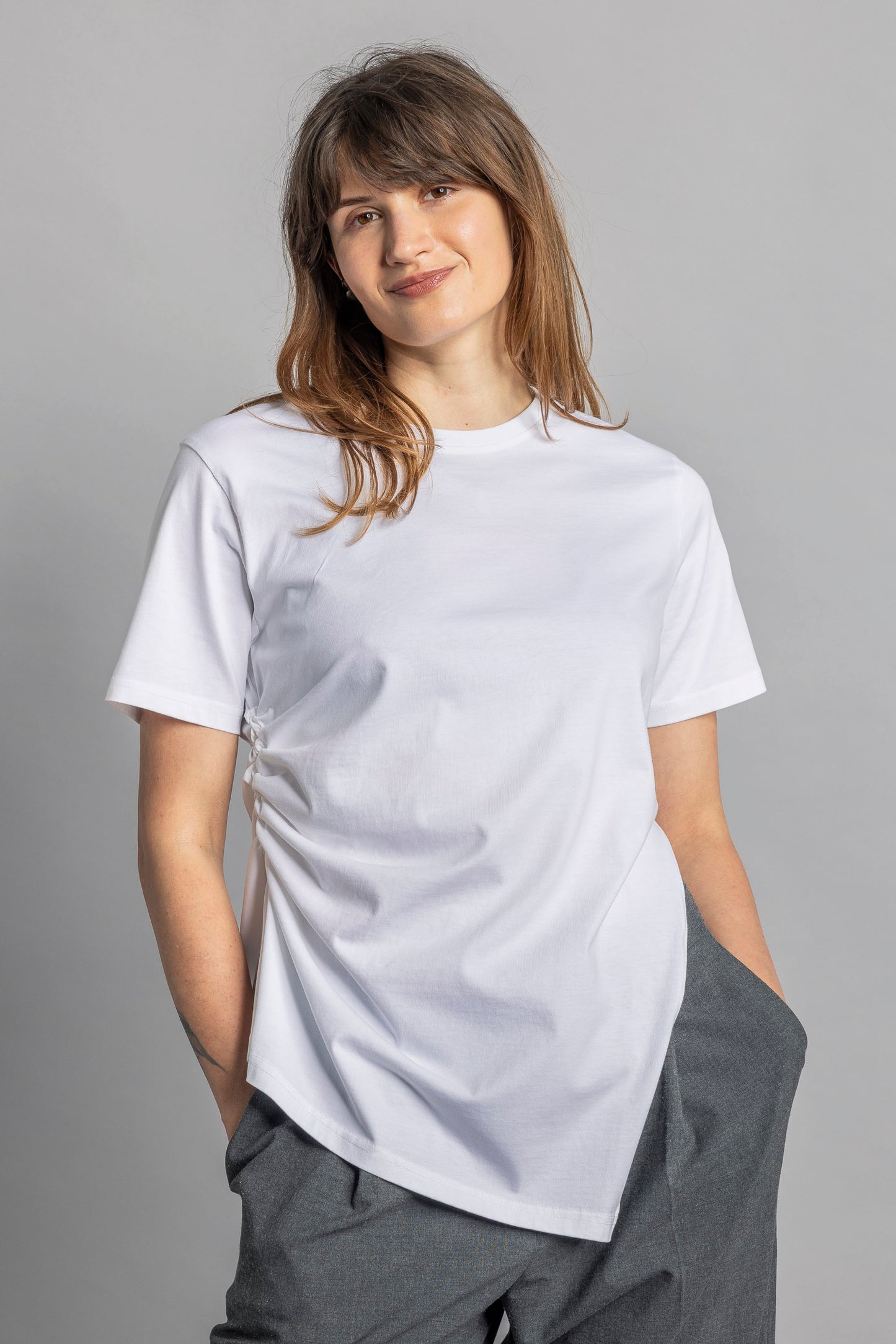 UPCYCLING Asymmetrical T-Shirt White