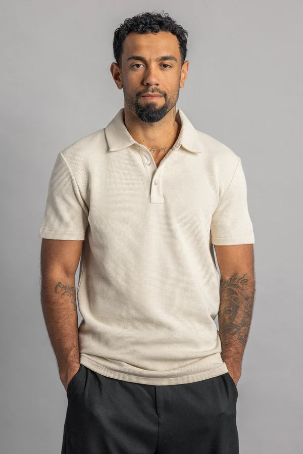 PRE-LOVED Waffle Piqué Poloshirt, XL