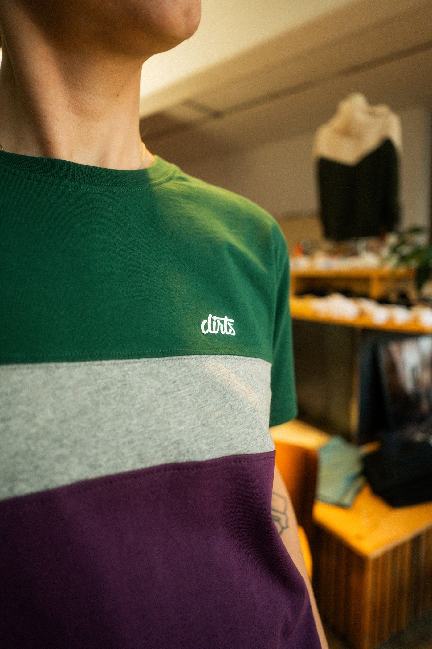 UPCYCLING Cropped Color Block T-Shirt