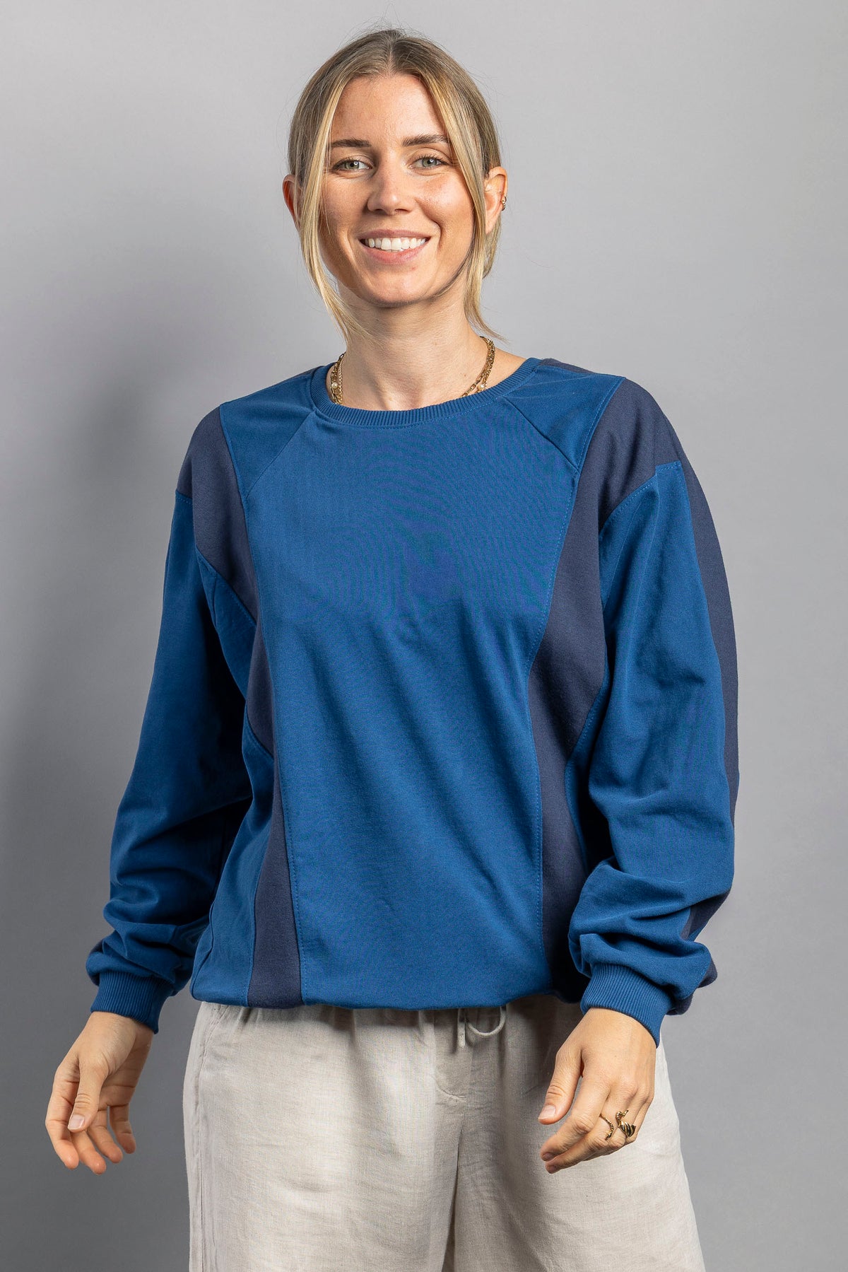 UPCYCLING Striped Crewneck Atlanticblue