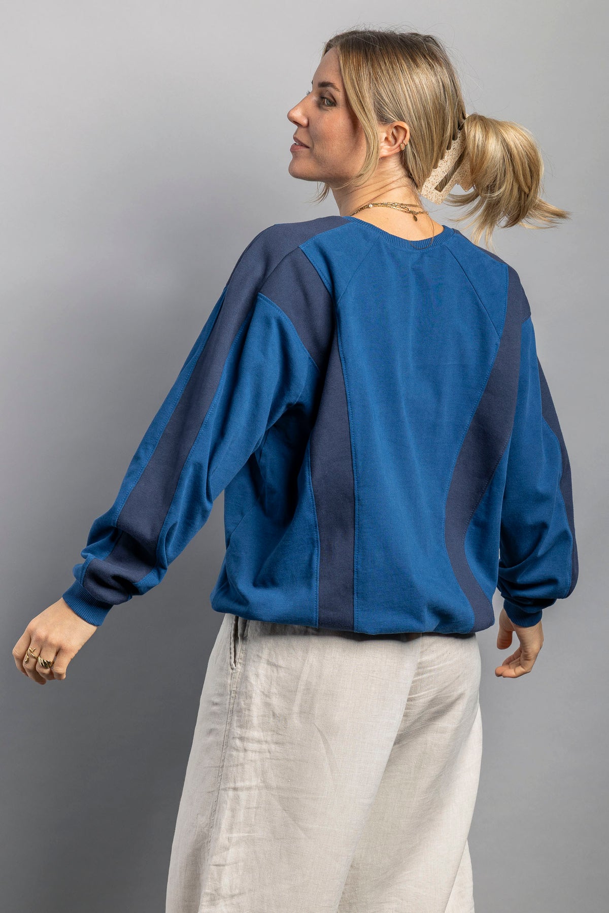 UPCYCLING Striped Crewneck Atlanticblue