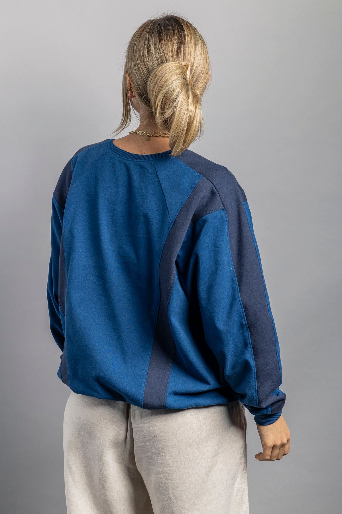 UPCYCLING Striped Crewneck Atlanticblue