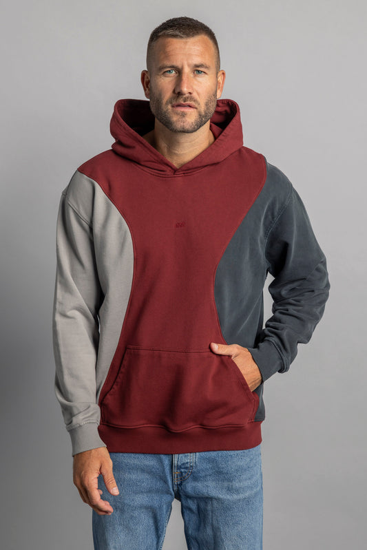 UPCYCLING Patchwork Hoodie Royal Burgundy