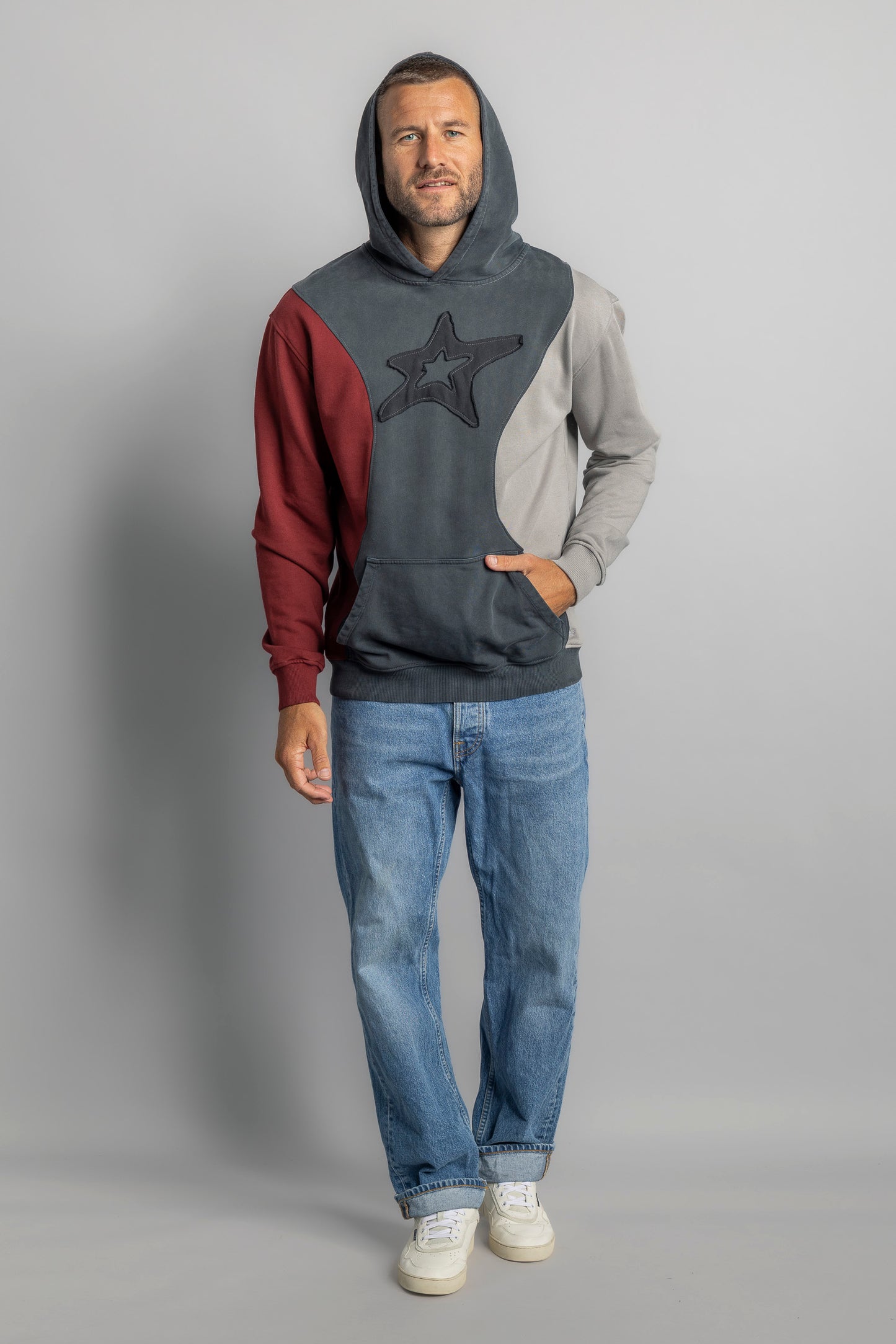 UPCYCLING Patchwork Hoodie Faded Black