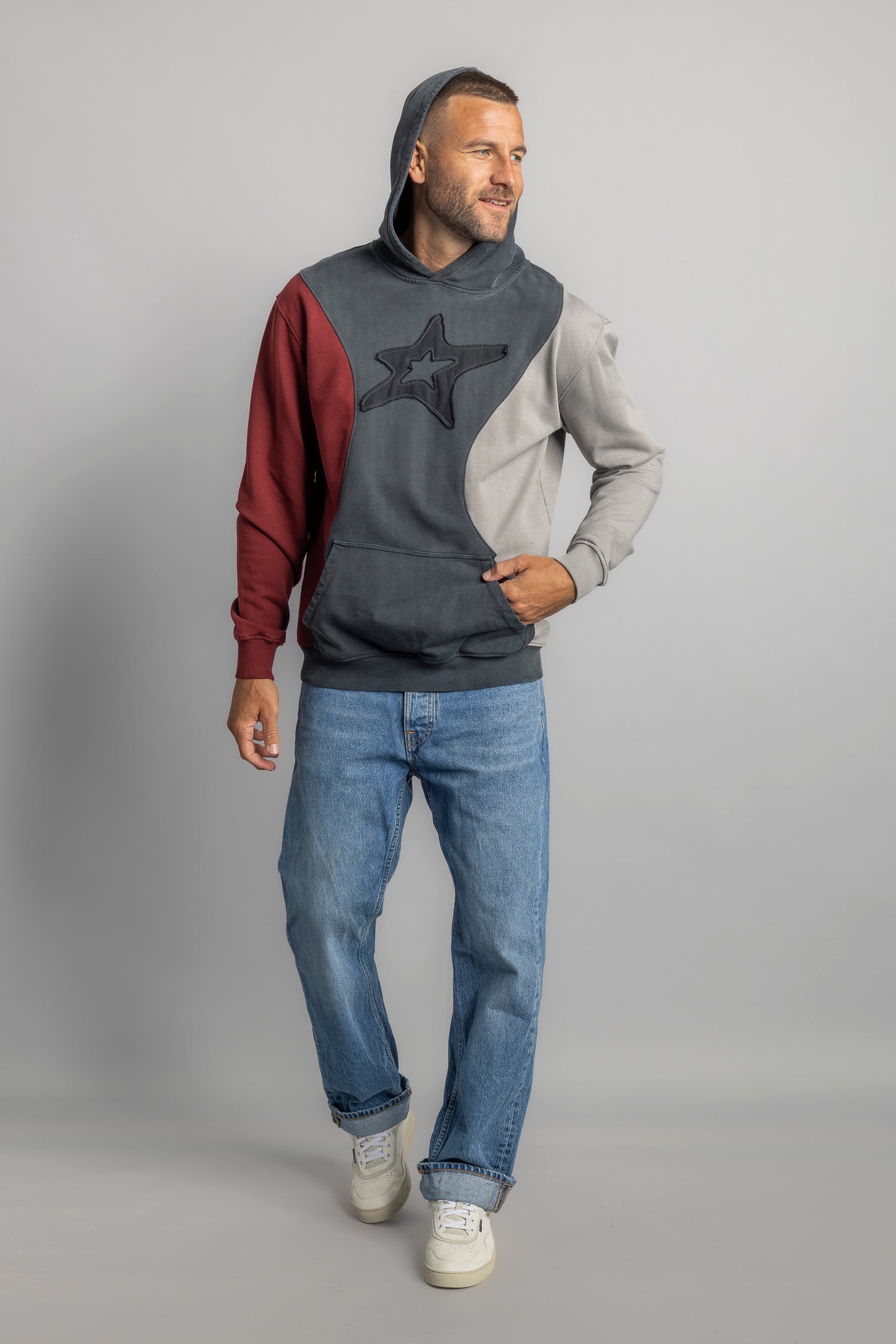 UPCYCLING Patchwork Hoodie Faded Black