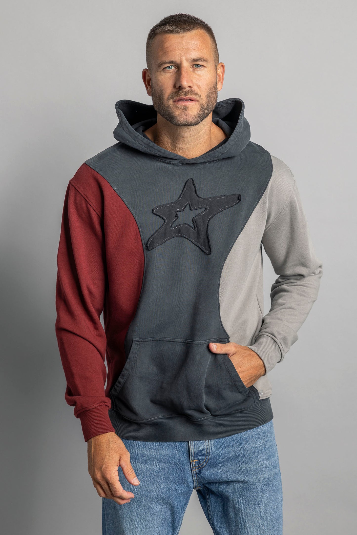 UPCYCLING Patchwork Hoodie Faded Black