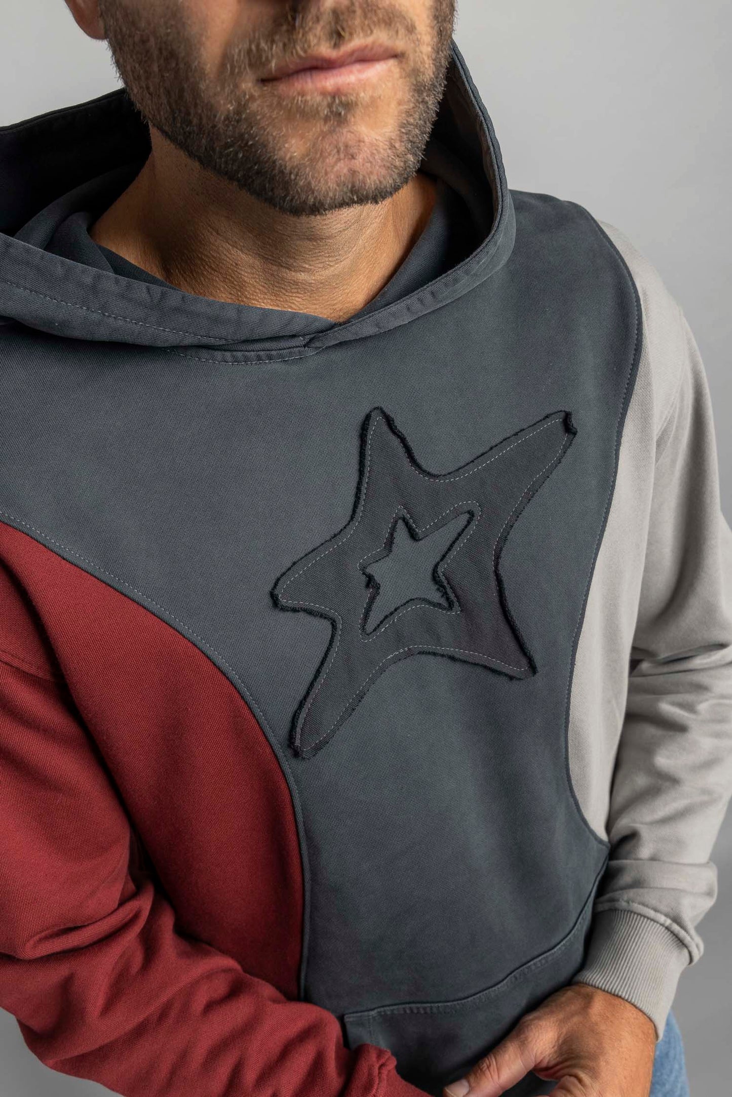 UPCYCLING Patchwork Hoodie Faded Black