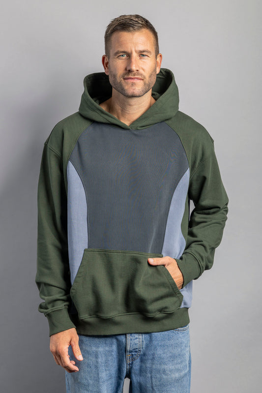 UPCYCLING Patchwork Hoodie Moss Green
