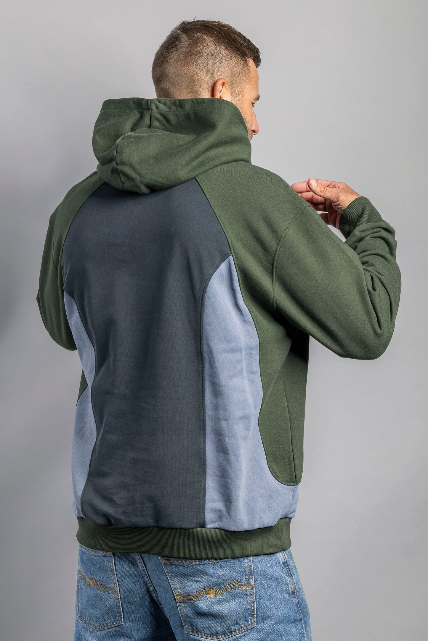 UPCYCLING Patchwork Hoodie Moss Green
