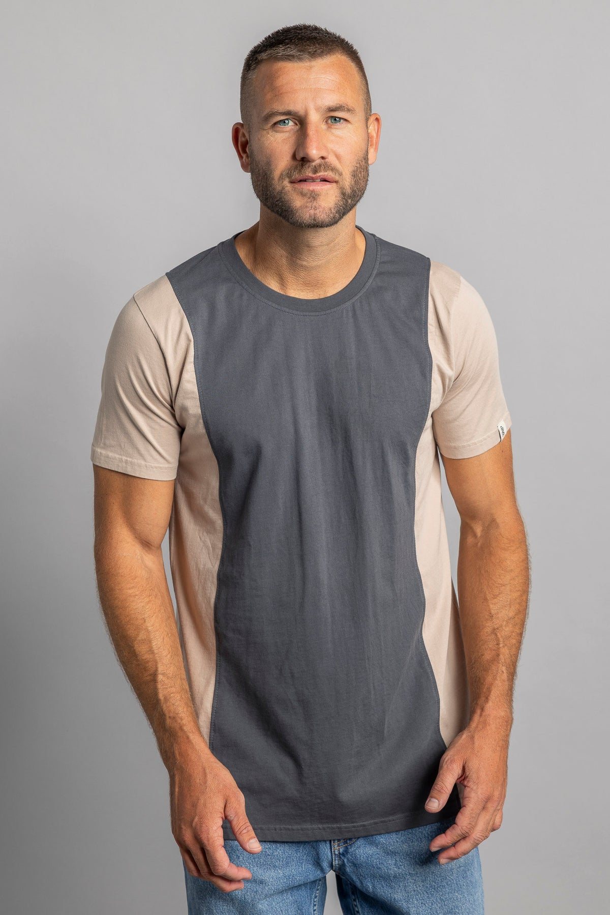 UPCYCLING Colorblock T-Shirt Charcoal