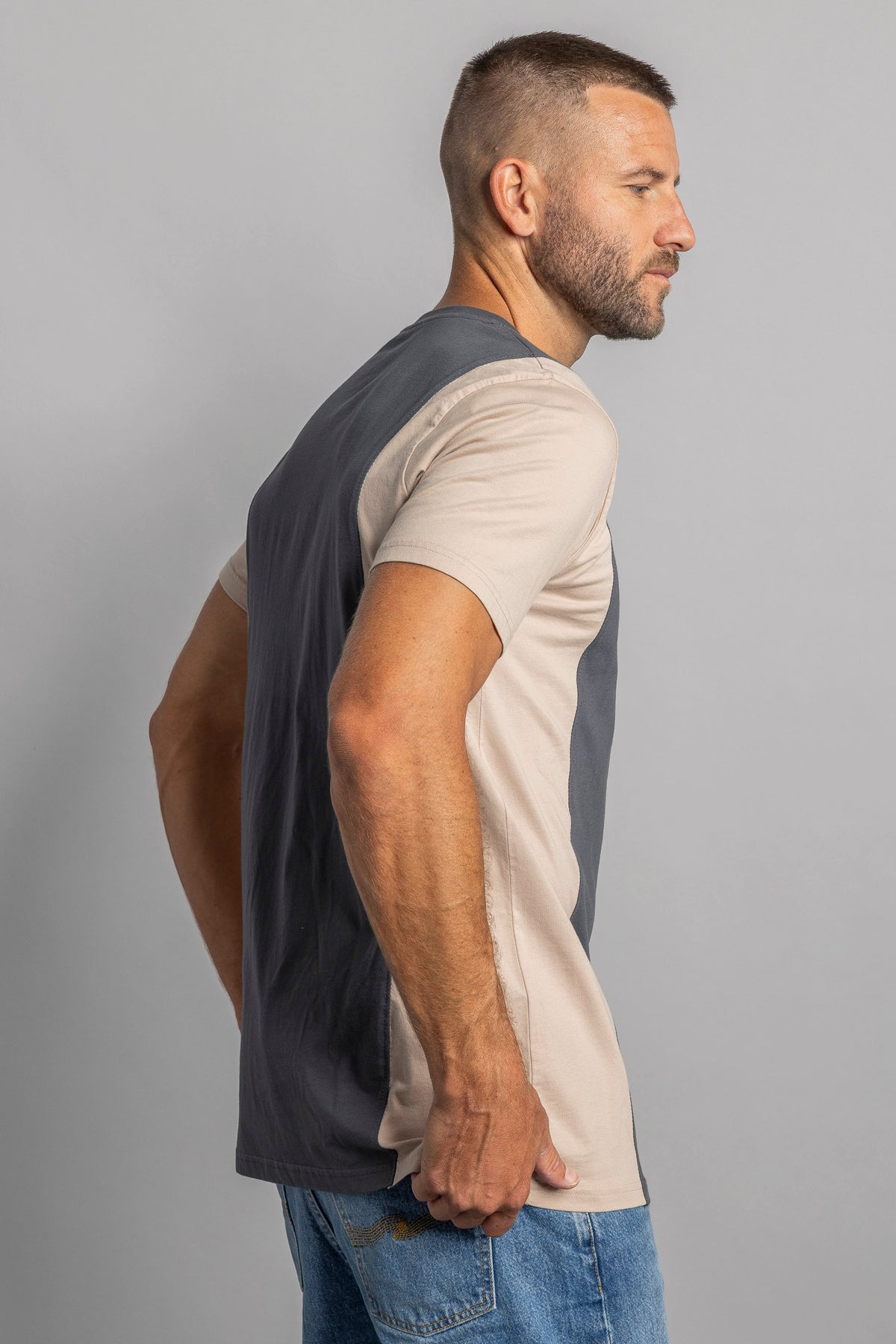 UPCYCLING Colorblock T-Shirt Charcoal