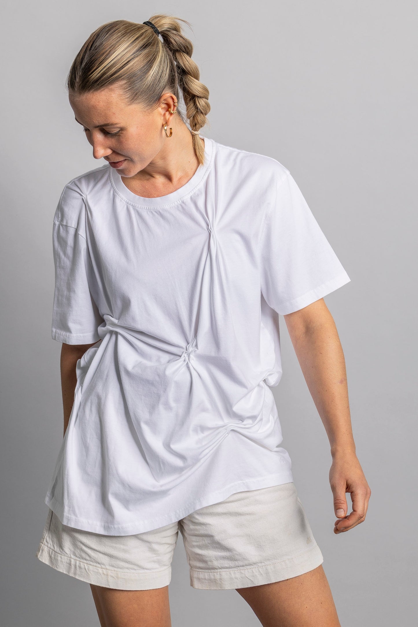 UPCYCLING Ruched T-Shirt White
