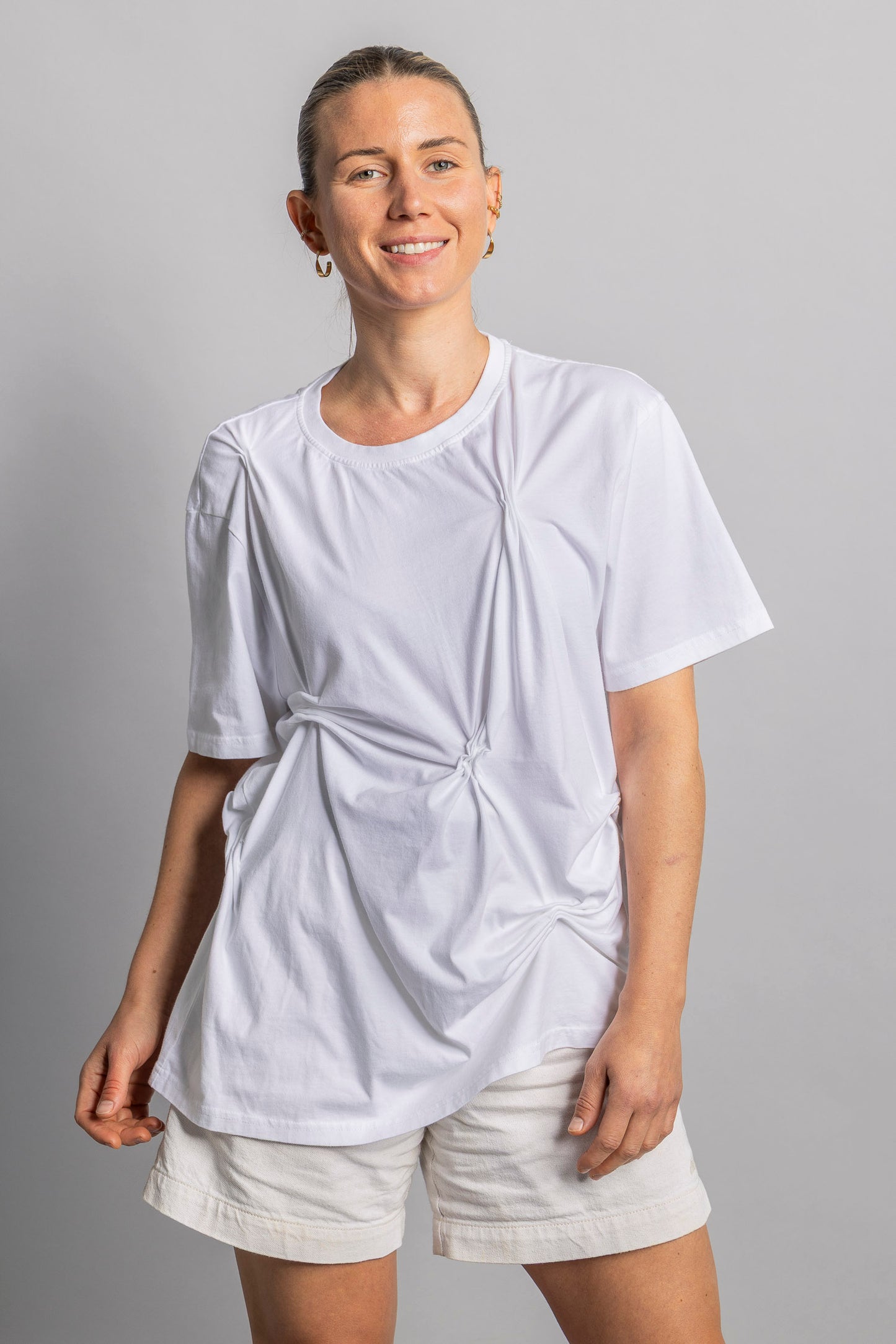 UPCYCLING Ruched T-Shirt White