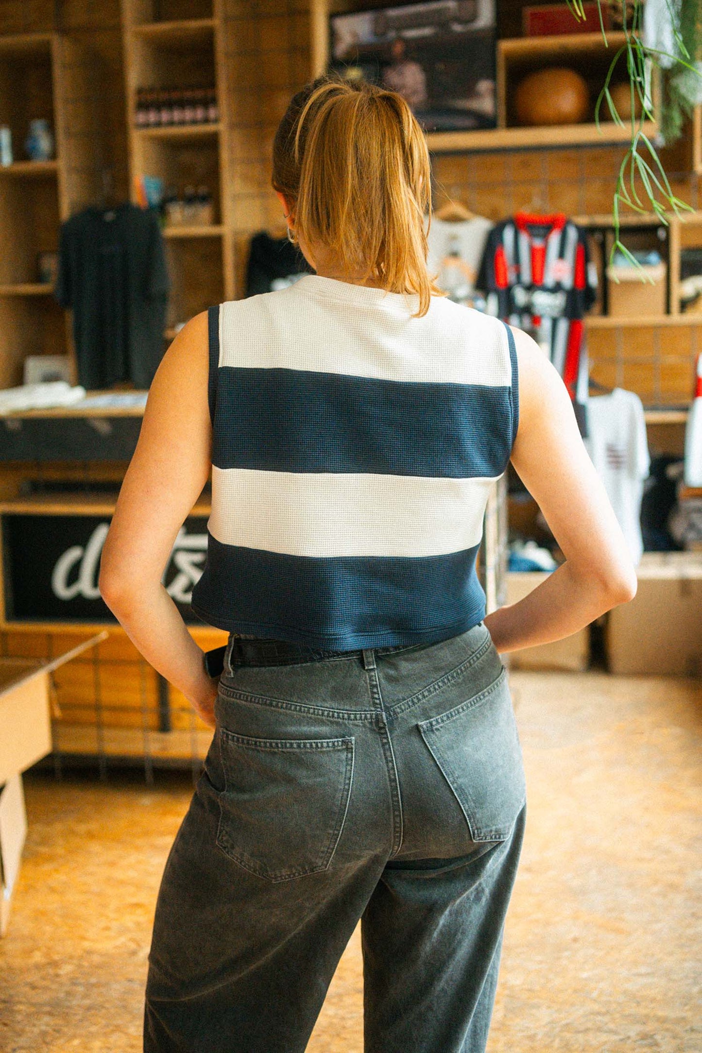 UPCYCLING Striped Waffle Top