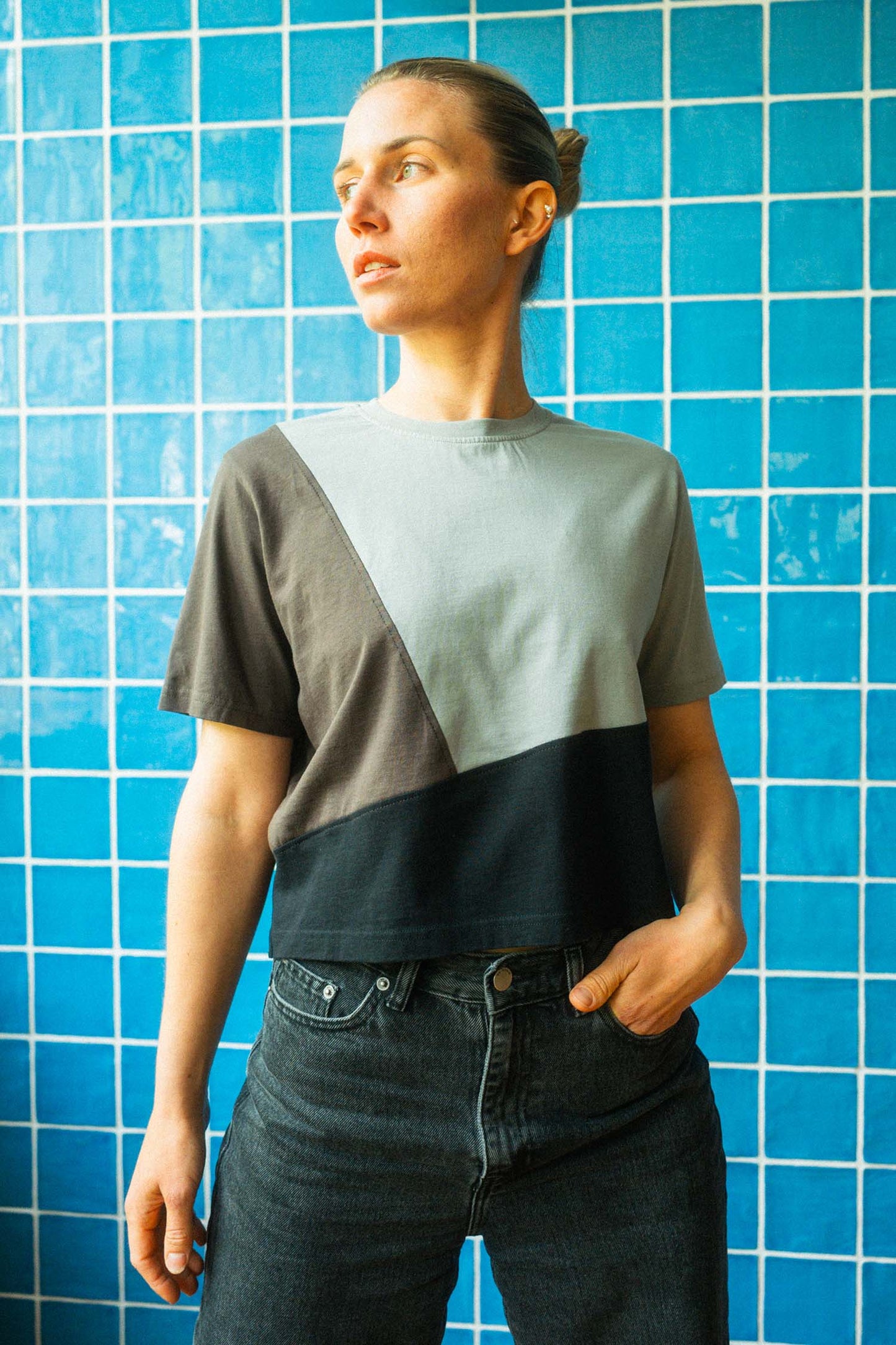 UPCYCLING Cropped T-Shirt Patchwork
