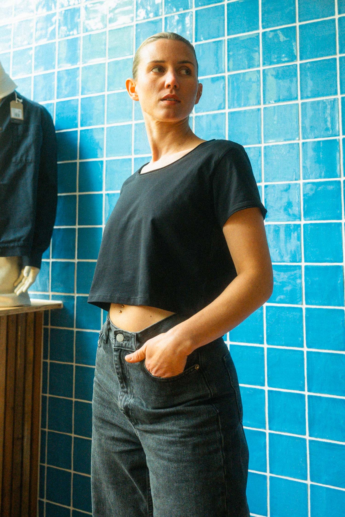UPCYCLING Cropped Coração Vintage T-Shirt Black