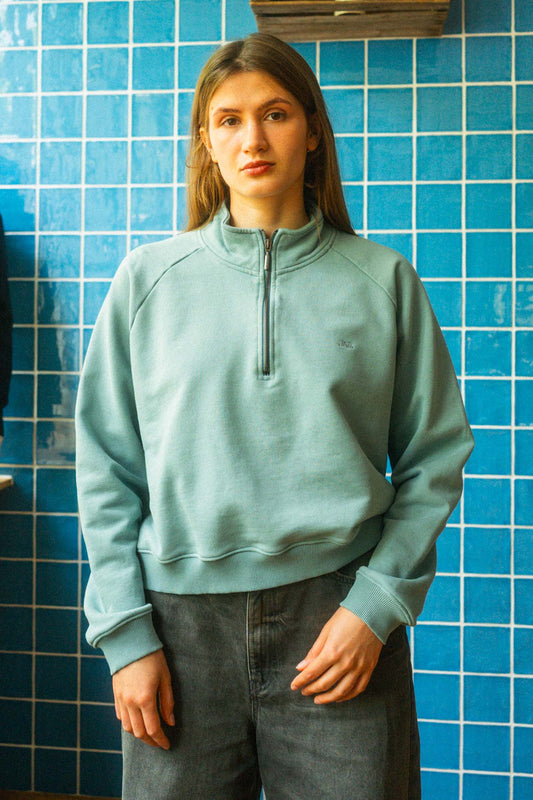 UPCYCLING Cropped Quarter Zip Raglan