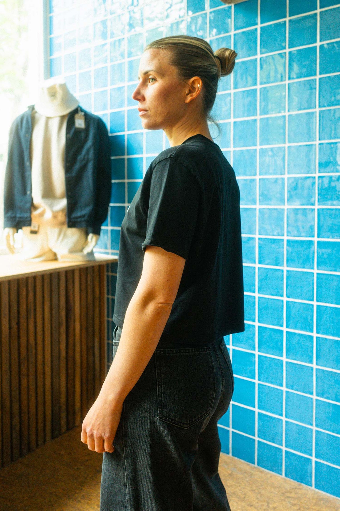 UPCYCLING Cropped Vintage Logo T-Shirt Black