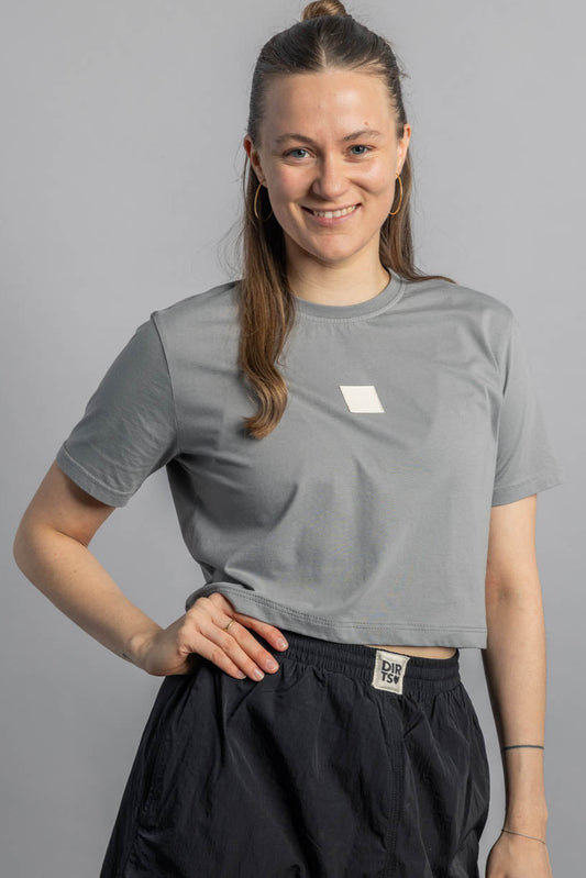 UPCYCLING Cropped T-Shirt Silver Dust
