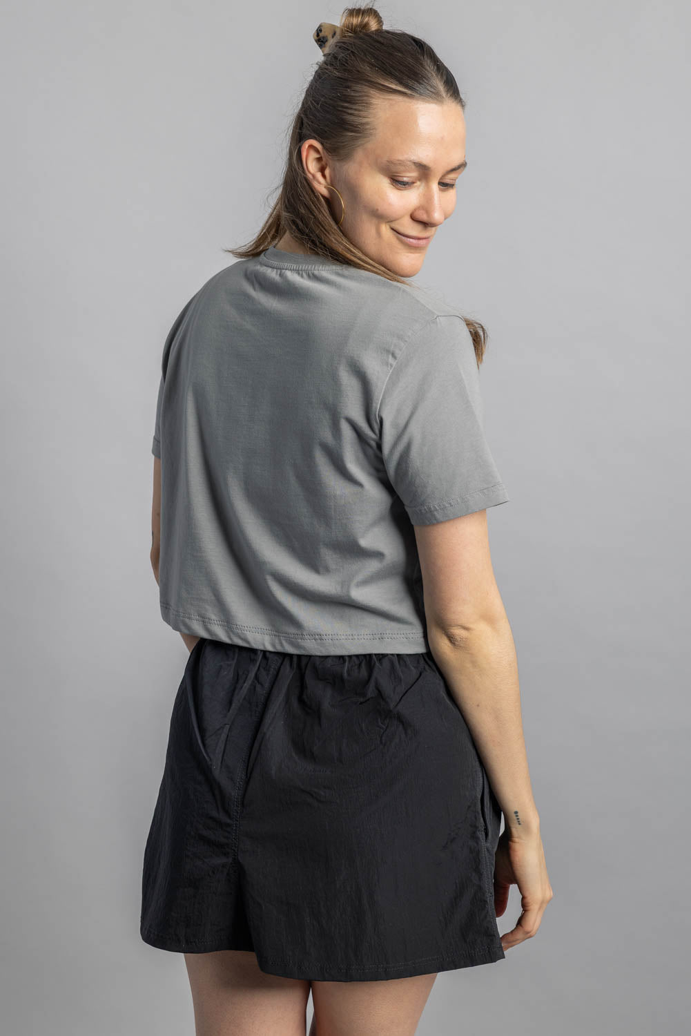 UPCYCLING Cropped T-Shirt Silver Dust